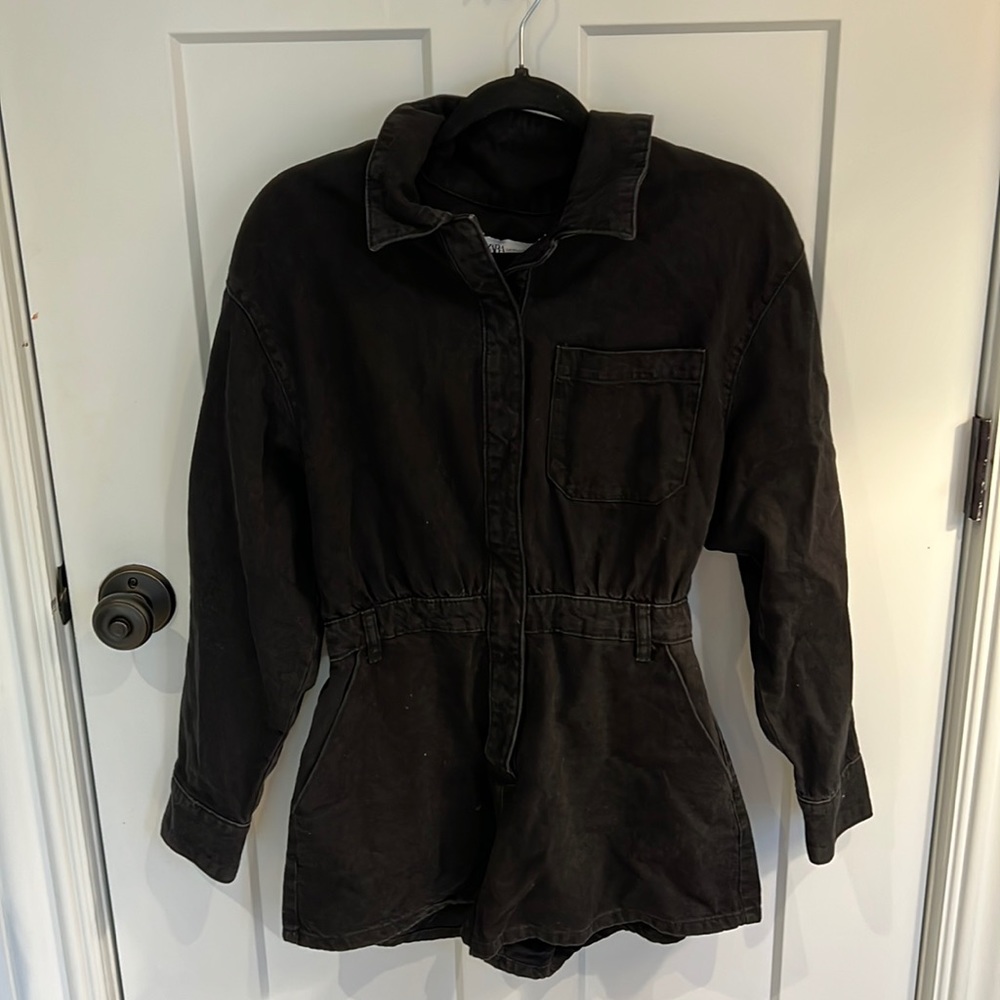 Zara Denim Button up romper